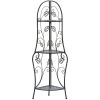 Accent Plus Metal Corner Three-Shelf Unit with Leaf Design