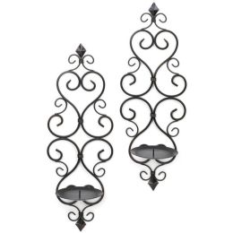 Accent Plus Scrolled Metal Wall Sconce Pair