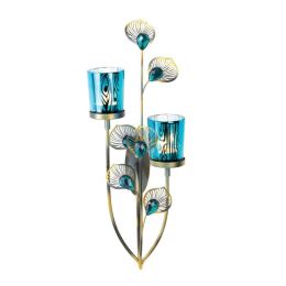 Accent Plus Peacock Feathers Candle Wall Sconce