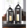 Accent Plus Dark Gray Sleek Candle Lantern - 13 inches