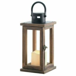 Accent Plus Wood Lantern with LED Candle - 11 inches