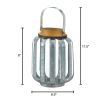 Accent Plus Galvanized Metal Slats Candle Lantern - 8 inches