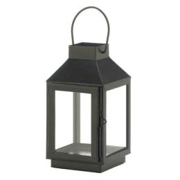 Accent Plus Square Top Black Metal Lantern - 7.5 inches