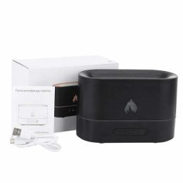 Double Color Flame Diffuser Essential Oils Fragrance Aroma Air (Color: black)