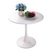 31.5"H White Tulip Table Mid-Century Dining Table with Round MDF Table Top;  Pedestal Dining Table;  End Table Leisure Coffee Table XH