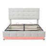 Tufted Upholstered Platform Bed with Hydraulic Storage System; Queen Size PU Storage Bed with LED Lights and USB charge