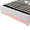 Tufted Upholstered Platform Bed with Hydraulic Storage System; Queen Size PU Storage Bed with LED Lights and USB charge